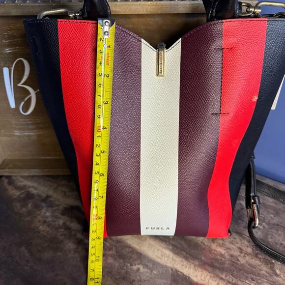 Furla Ribbon Small Bucket Bag - Nero Talco Burgundy - Picture 12 of 16